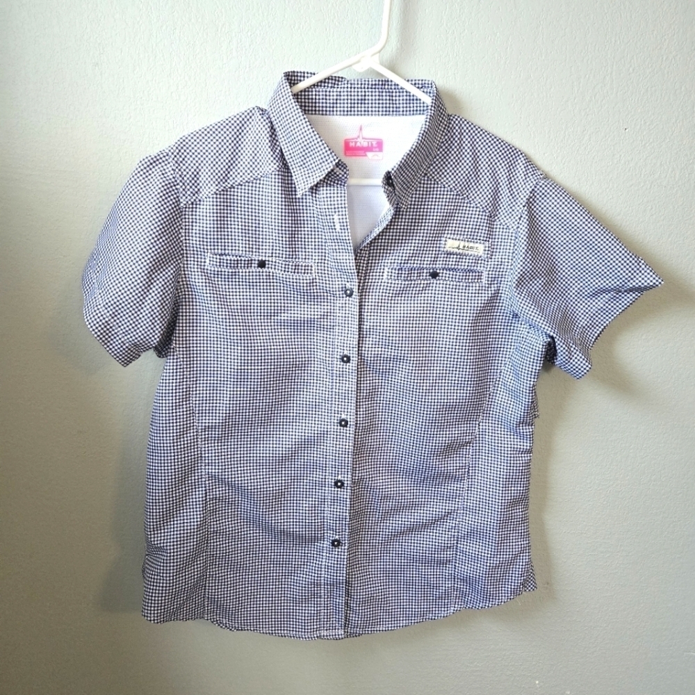 Habit Large 40+ Solar Factor Fishing Plaid Button Up Vented Shirt Womens